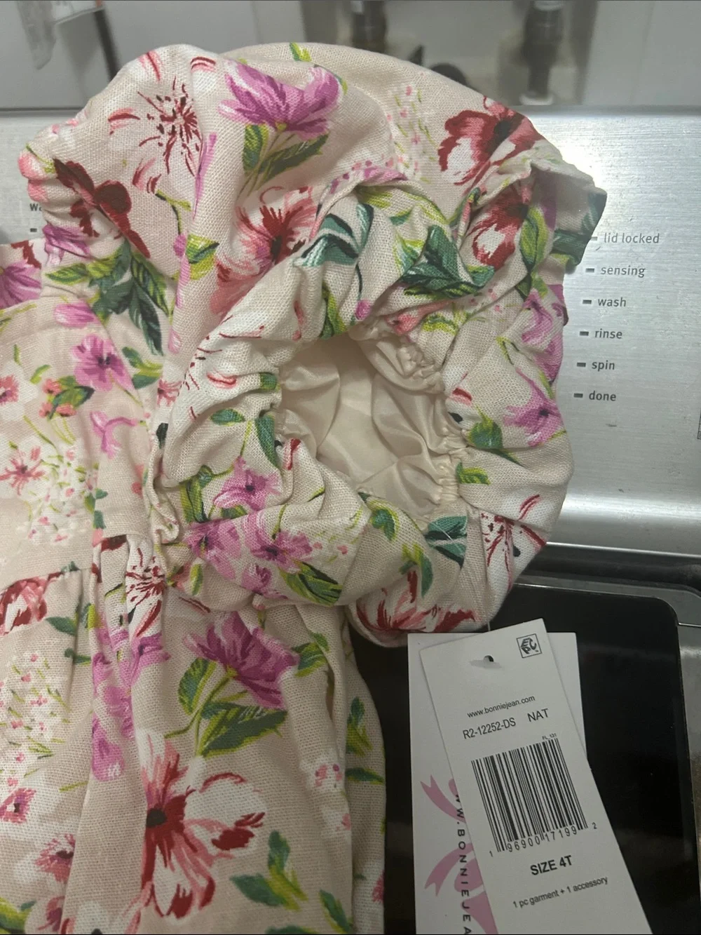 Girls size 4 new nwt floral flower dress new nwt lined heavy weight linen cotton